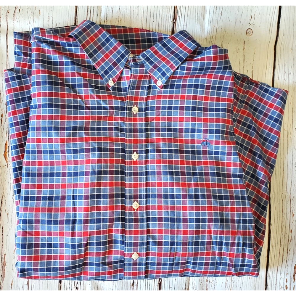SALE Brooks Bros. Plaid Button Up Collared Shirt